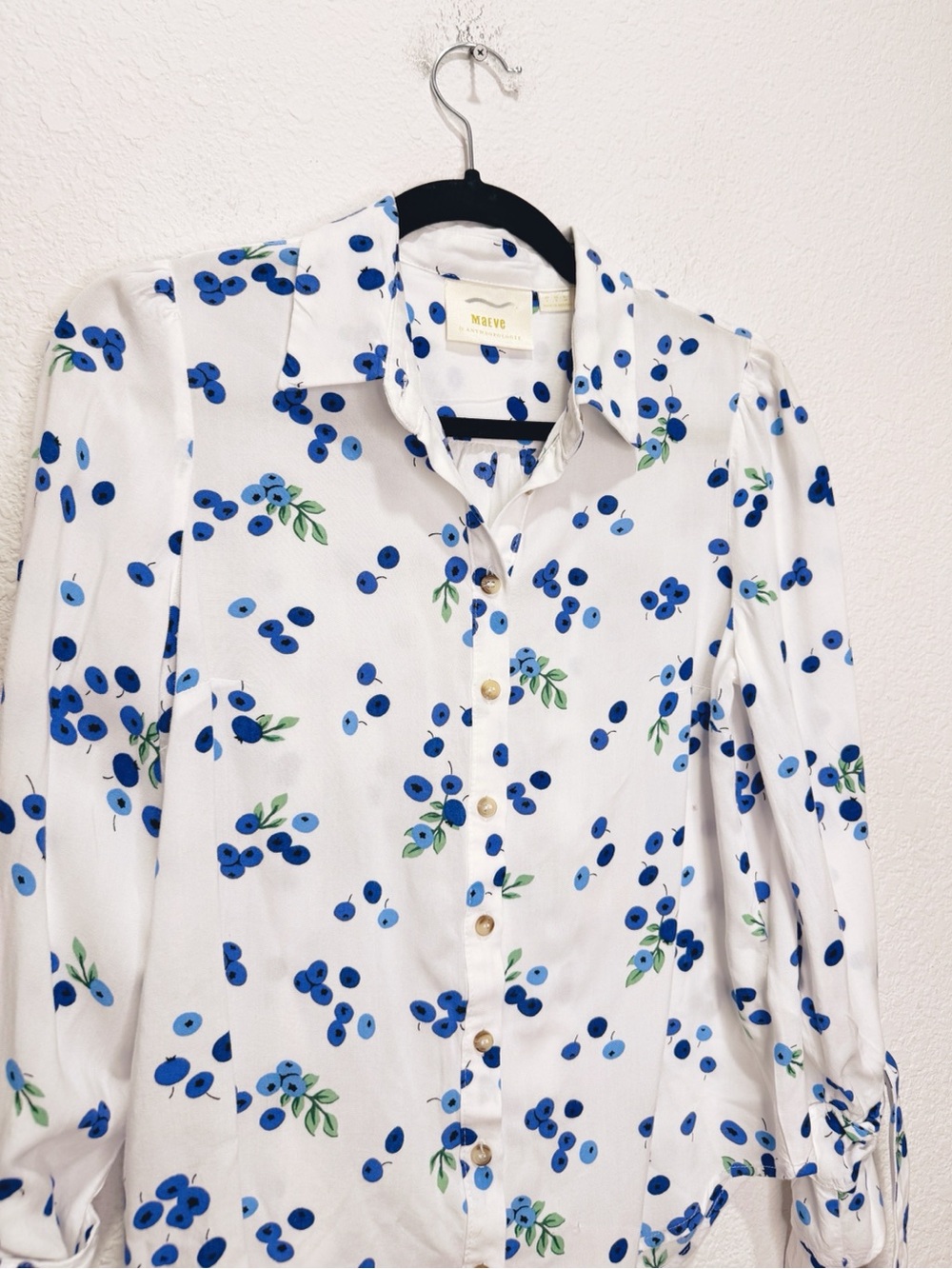 Maeve Anthropologie Blithe Blueberry Blouse Button Up View 6